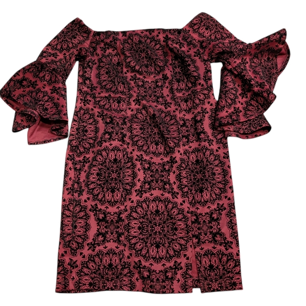 Venus Off Shoulder Red Wine Black Velvet Texture Party‎ Dress 18